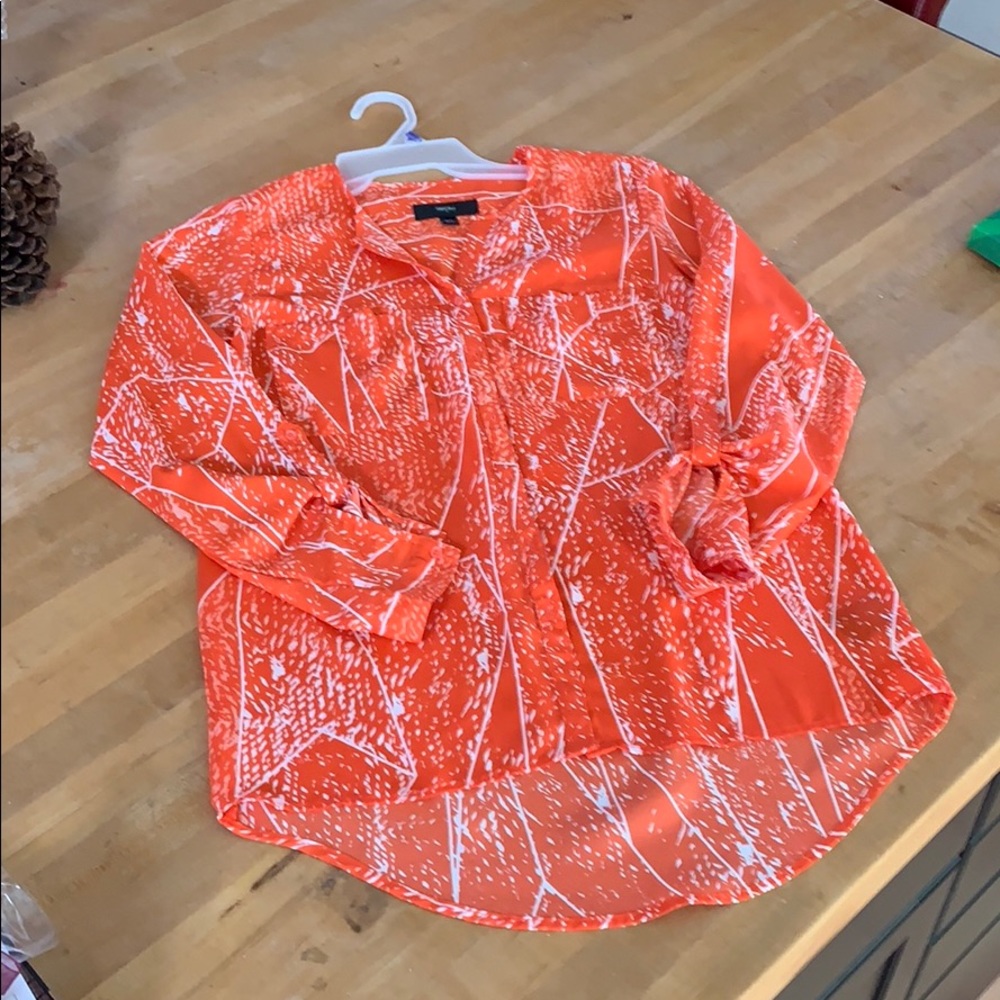 Orange white Mossimo long sleeve blouse